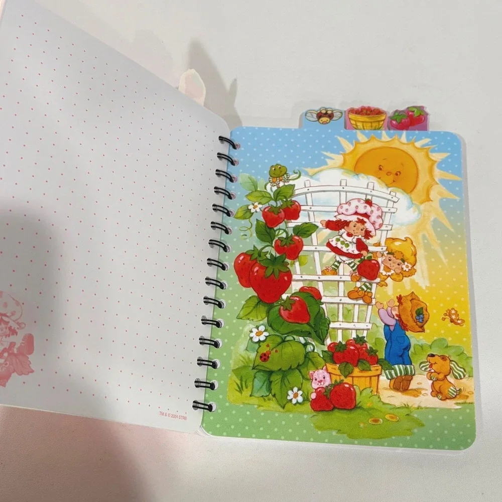 Strawberry Shortcake Tabbed Spiral Notebook Inkology Pink Dot Grid Journal 2024